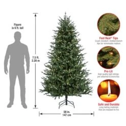 7.5ft. Pre-Lit Wenatchee Fir Artificial Christmas Tree, Warm White LED Lights 14 7.5ft. Pre-Lit Wenatchee Fir Artificial Christmas Tree, Warm White LED Lights -Northlight Shop D531426S 15