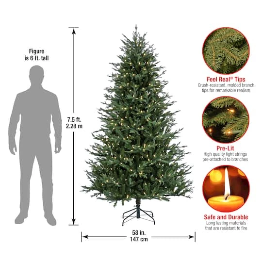7.5ft. Pre-Lit Wenatchee Fir Artificial Christmas Tree, Warm White LED Lights 8 7.5ft. Pre-Lit Wenatchee Fir Artificial Christmas Tree, Warm White LED Lights - Image 6