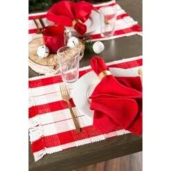 DII® Red Tinsel Plaid Fringed Placemats, 6ct. 14 DII® Red Tinsel Plaid Fringed Placemats, 6ct. -Northlight Shop D540023S 5