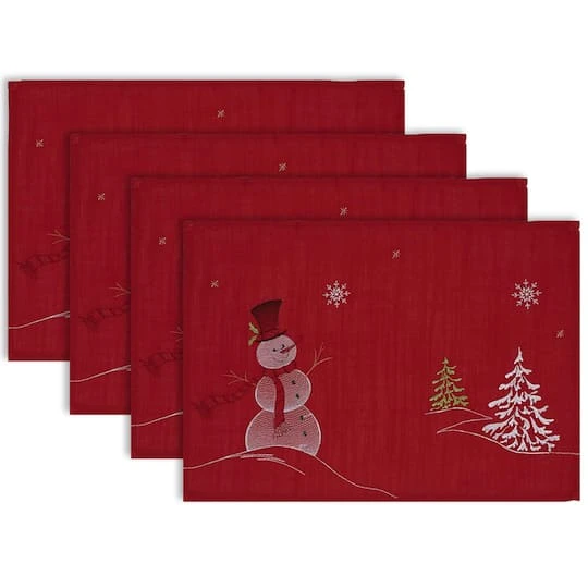 DII® Embroidered Snowman Placemats, 4ct. 4 DII® Embroidered Snowman Placemats, 4ct. - Image 2