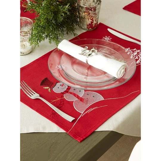 DII® Embroidered Snowman Placemats, 4ct. 9 DII® Embroidered Snowman Placemats, 4ct. - Image 7