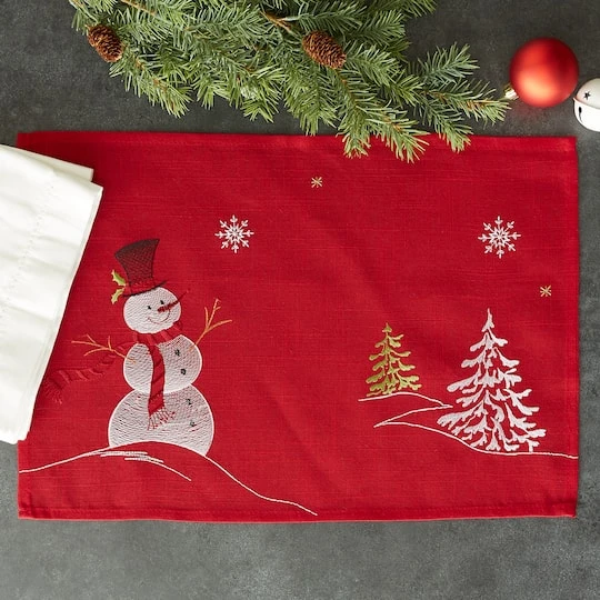 DII® Embroidered Snowman Placemats, 4ct. 11 DII® Embroidered Snowman Placemats, 4ct. - Image 9