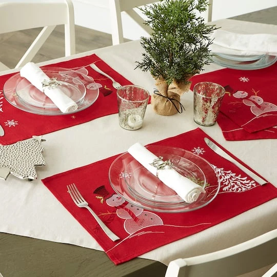 DII® Embroidered Snowman Placemats, 4ct. 12 DII® Embroidered Snowman Placemats, 4ct. - Image 10