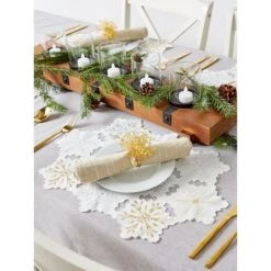 DII® Embroidered Snowflake Placemats, 4ct. -Northlight Shop D540029S 6