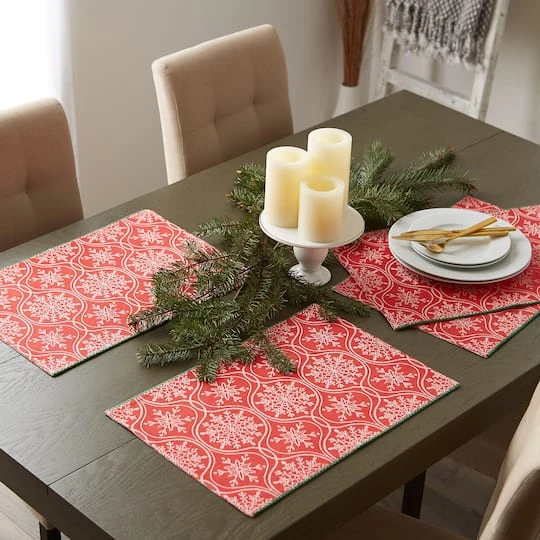 DII® Joyful Snowflakes Jacquard Placemats, 4ct. 12 DII® Joyful Snowflakes Jacquard Placemats, 4ct. - Image 10
