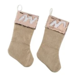 DII® Champagne Sequin Linen Holiday Stocking Set