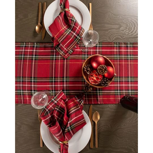 DII® 108" Metallic Holiday Plaid Table Runner 5 DII® 108" Metallic Holiday Plaid Table Runner - Image 3
