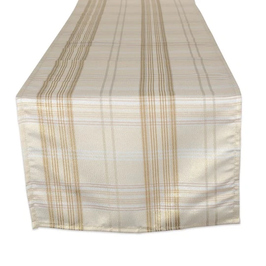 DII® 72" Metallic Cream Plaid Table Runner 3 DII® 72" Metallic Cream Plaid Table Runner