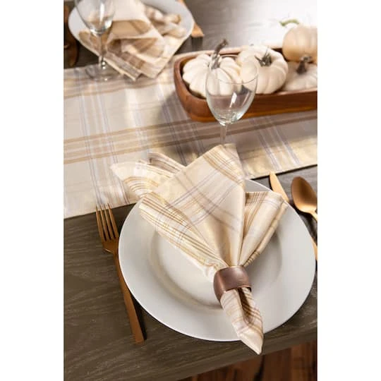 DII® 72" Metallic Cream Plaid Table Runner 5 DII® 72" Metallic Cream Plaid Table Runner - Image 3