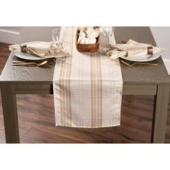 DII® 72" Metallic Cream Plaid Table Runner 12 DII® 72" Metallic Cream Plaid Table Runner -Northlight Shop D540093S 5