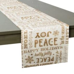 DII® 108" Gold Christmas Collage Table Runner -Northlight Shop D540100S 3