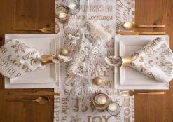 DII® 108" Gold Christmas Collage Table Runner -Northlight Shop D540100S 9