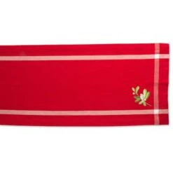 DII® 72" Red Embroidered Mistletoe Corner With Border Table Runner -Northlight Shop D540104S 3