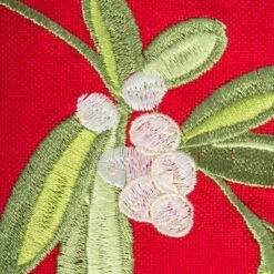 DII® 72" Red Embroidered Mistletoe Corner With Border Table Runner -Northlight Shop D540104S 4
