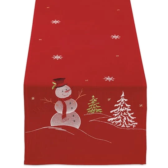 DII® 108" Snowman Embroidered Table Runner 4 DII® 108" Snowman Embroidered Table Runner - Image 2