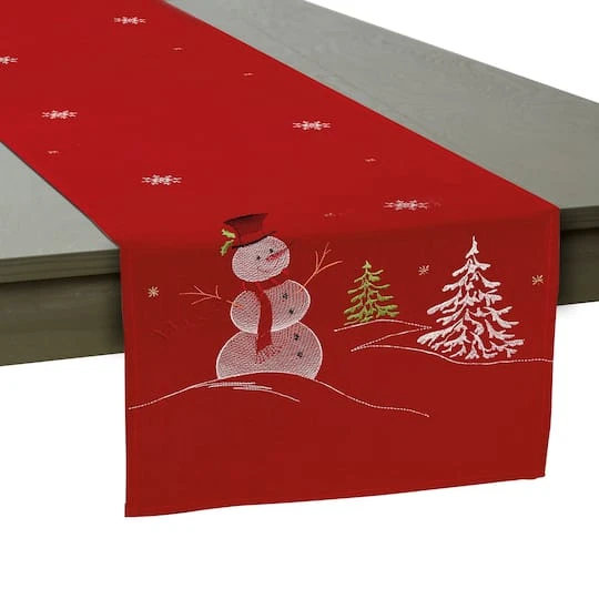 DII® 108" Snowman Embroidered Table Runner 5 DII® 108" Snowman Embroidered Table Runner - Image 3