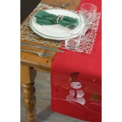DII® 108" Snowman Embroidered Table Runner 17 DII® 108" Snowman Embroidered Table Runner -Northlight Shop D540114S 3