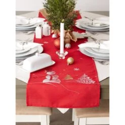 DII® 108" Snowman Embroidered Table Runner 19 DII® 108" Snowman Embroidered Table Runner -Northlight Shop D540114S 5