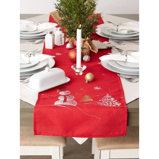 DII® 108" Snowman Embroidered Table Runner 8 DII® 108" Snowman Embroidered Table Runner - Image 6