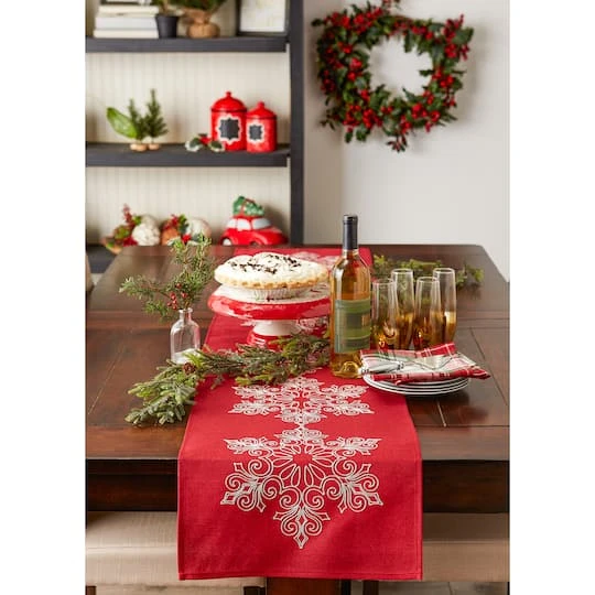 DII® 70" Sparkle Snowflakes Embroidered Table Runner 8 DII® 70" Sparkle Snowflakes Embroidered Table Runner - Image 6