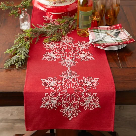 DII® 70" Sparkle Snowflakes Embroidered Table Runner 9 DII® 70" Sparkle Snowflakes Embroidered Table Runner - Image 7