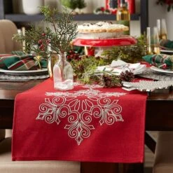 DII® 70" Sparkle Snowflakes Embroidered Table Runner 21 DII® 70" Sparkle Snowflakes Embroidered Table Runner -Northlight Shop D540116S 9