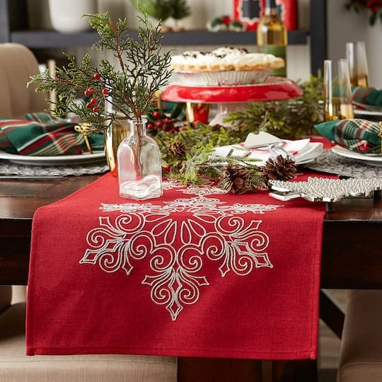 DII® 70" Sparkle Snowflakes Embroidered Table Runner 12 DII® 70" Sparkle Snowflakes Embroidered Table Runner - Image 10
