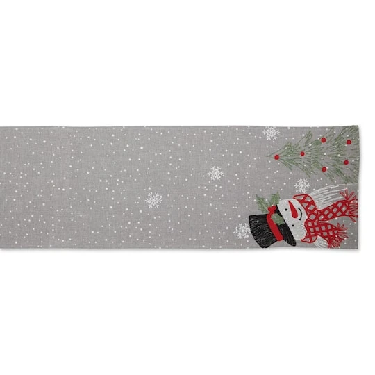 DII® 70" Grey Snowman Embroidered Table Runner 5 DII® 70" Grey Snowman Embroidered Table Runner - Image 3