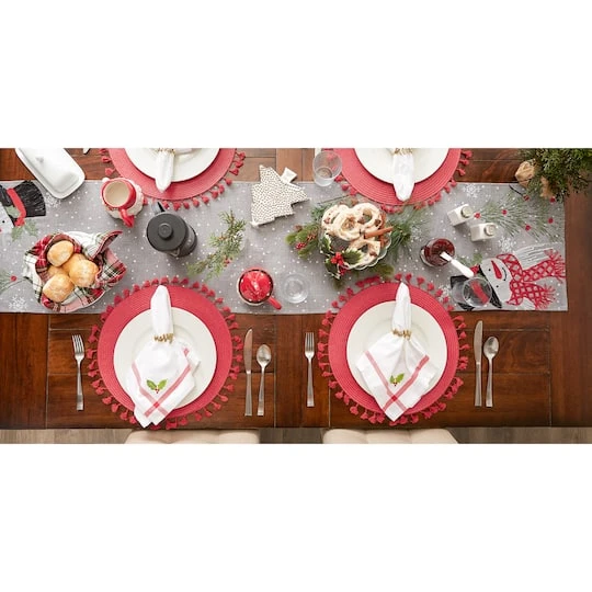 DII® 70" Grey Snowman Embroidered Table Runner 10 DII® 70" Grey Snowman Embroidered Table Runner - Image 8