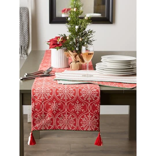 DII® 72'' Joyful Snowflakes Jacquard Reversible Table Runner 8 DII® 72'' Joyful Snowflakes Jacquard Reversible Table Runner - Image 6