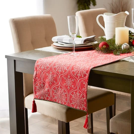 DII® 72'' Joyful Snowflakes Jacquard Reversible Table Runner 9 DII® 72'' Joyful Snowflakes Jacquard Reversible Table Runner - Image 7
