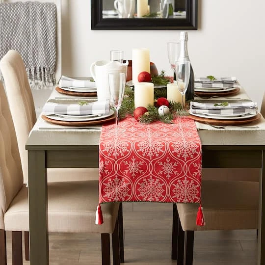DII® 72'' Joyful Snowflakes Jacquard Reversible Table Runner 10 DII® 72'' Joyful Snowflakes Jacquard Reversible Table Runner - Image 8