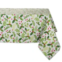 DII® 52" Boughs Of Holly Print Tablecloth 14 DII® 52" Boughs Of Holly Print Tablecloth -Northlight Shop D540184S 1 1