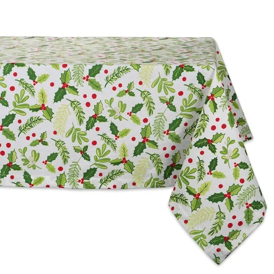 DII® 52" Boughs Of Holly Print Tablecloth 4 DII® 52" Boughs Of Holly Print Tablecloth - Image 2