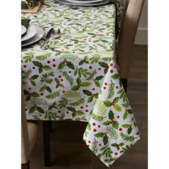 DII® 52" Boughs Of Holly Print Tablecloth 23 DII® 52" Boughs Of Holly Print Tablecloth -Northlight Shop D540184S 10