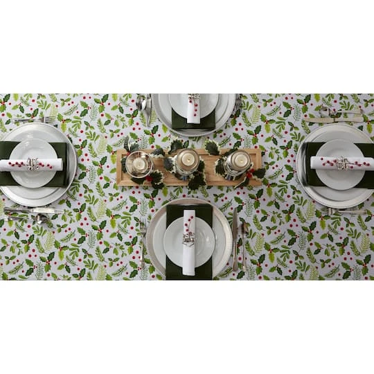 DII® 52" Boughs Of Holly Print Tablecloth 10 DII® 52" Boughs Of Holly Print Tablecloth - Image 8