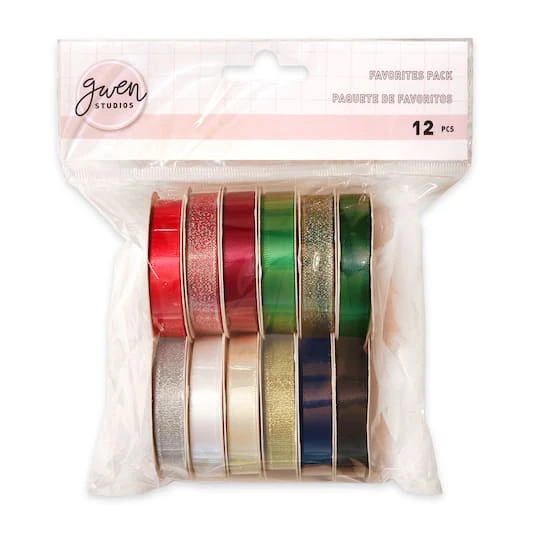 Gwen Studios 3/8" X 3yd. Metallic Holiday Ribbon Pack, 12ct. 6 Gwen Studios 3/8" X 3yd. Metallic Holiday Ribbon Pack, 12ct. - Image 4