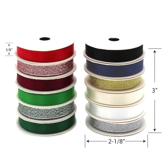 Gwen Studios 3/8" X 3yd. Metallic Holiday Ribbon Pack, 12ct. 7 Gwen Studios 3/8" X 3yd. Metallic Holiday Ribbon Pack, 12ct. - Image 5