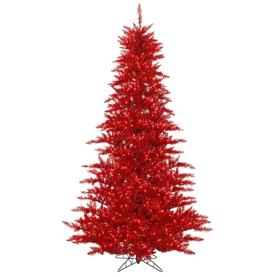 3ft. Pre-Lit Tinsel Red Fir Artificial Christmas Tree, Red Dura-Lit® LED Lights 4 3ft. Pre-Lit Tinsel Red Fir Artificial Christmas Tree, Red Dura-Lit® LED Lights - Image 2