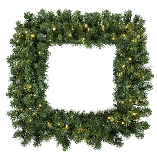 30" Clear Dura-Lit® Square Grand Teton Pine Wreath 4 30" Clear Dura-Lit® Square Grand Teton Pine Wreath - Image 2