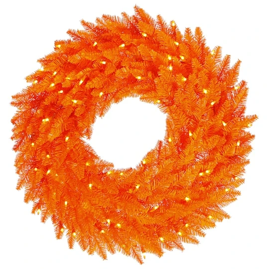 30" Orange Dura-Lit® LED Orange Fir Wreath 3 30" Orange Dura-Lit® LED Orange Fir Wreath
