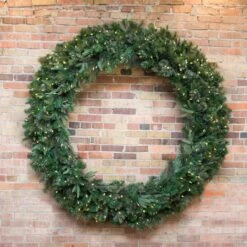 96" Warm White Dura-Lit® LED Cashmere Pine Wreath -Northlight Shop D575227S 2