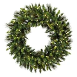 24" Warm White LED Bangor Mixed Pine Artificial Christmas Wreath