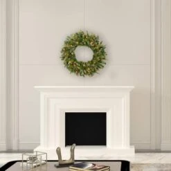 30" Pre-Lit Cashmere Artificial Christmas Wreath, Warm White Dura-lit LED Lights -Northlight Shop D575288S 2