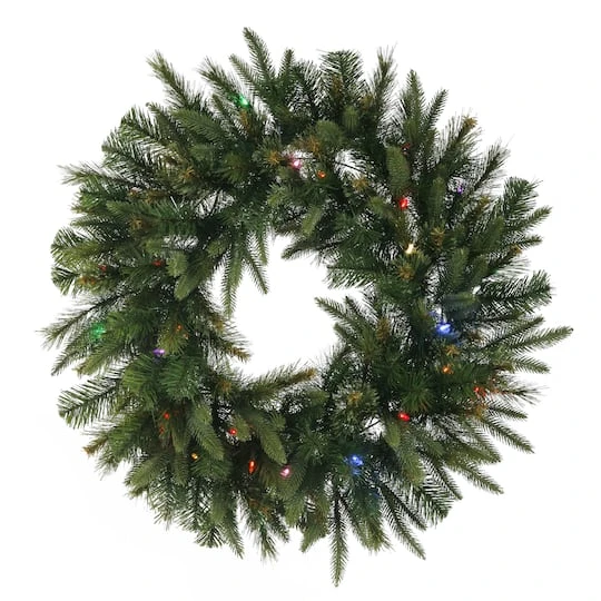 48" Pre-Lit Cashmere Artificial Christmas Wreath, Multi-Colored Dura-lit LED Lights 3 48" Pre-Lit Cashmere Artificial Christmas Wreath, Multi-Colored Dura-lit LED Lights