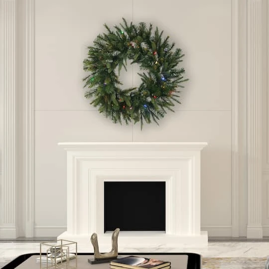 48" Pre-Lit Cashmere Artificial Christmas Wreath, Multi-Colored Dura-lit LED Lights 5 48" Pre-Lit Cashmere Artificial Christmas Wreath, Multi-Colored Dura-lit LED Lights - Image 3