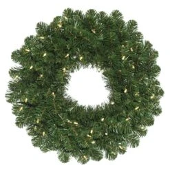 20" Pre-Lit Oregon Fir Artificial Christmas Wreath, Warm White LED Wide Angle Lights