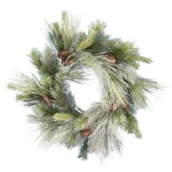 24" Unlit Frosted Myers Pine Artificial Christmas Wreath