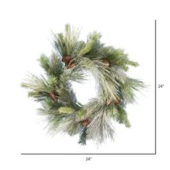 24" Unlit Frosted Myers Pine Artificial Christmas Wreath -Northlight Shop D575329S 2