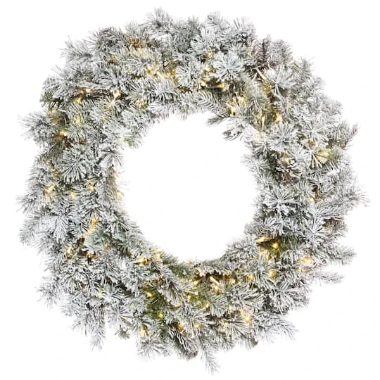 30" Pre-Lit Flocked Kiana Artificial Christmas Wreath, Warm White Wide Angle LED Lights 4 30" Pre-Lit Flocked Kiana Artificial Christmas Wreath, Warm White Wide Angle LED Lights - Image 2